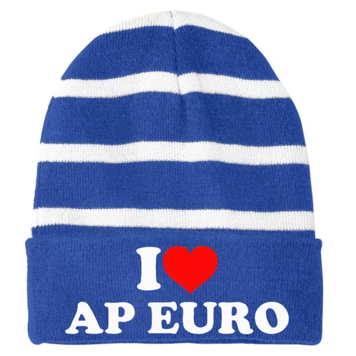 I Love Ap Euro Striped Beanie with Solid Band