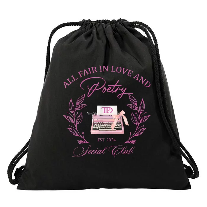 In Love And Poetry Social Club Drawstring Bag