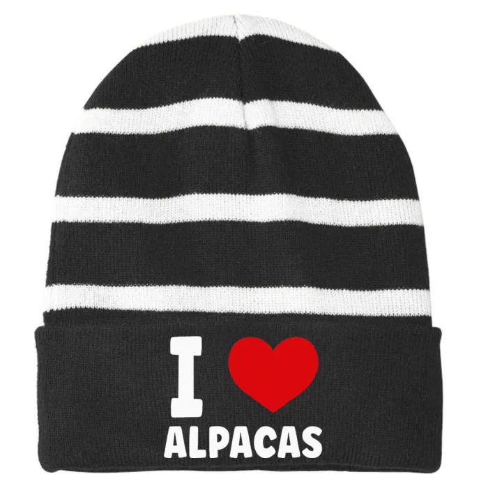 I Love Alpacas Striped Beanie with Solid Band