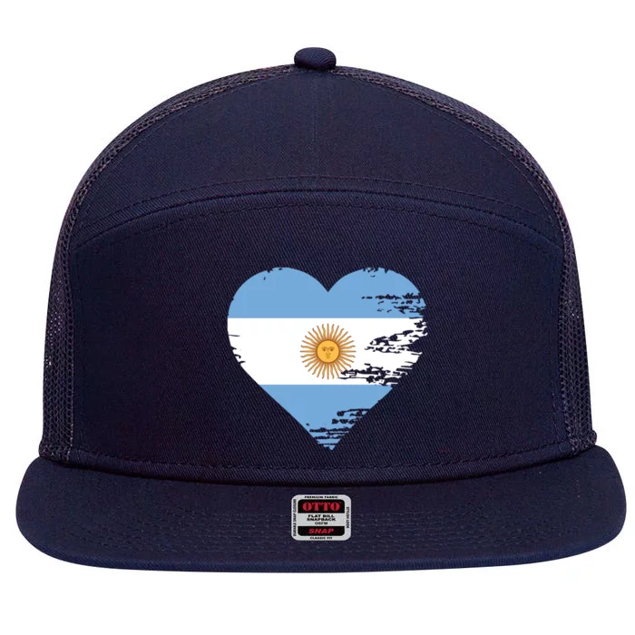 I Love Argentina Gift 7 Panel Mesh Trucker Snapback Hat