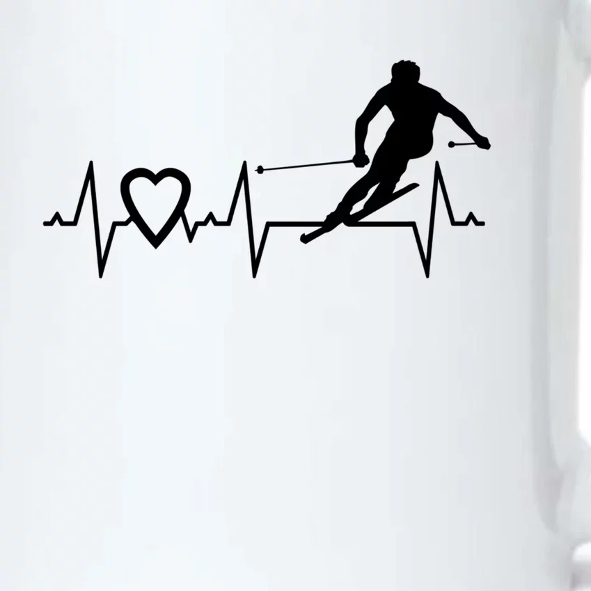 I Love Alpine Skiing Heartbeat Alpine Skier Downhill Ski Gift Black Color Changing Mug