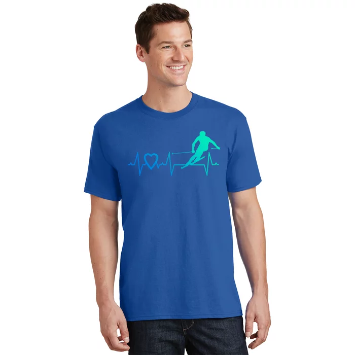 I Love Alpine Skiing Heartbeat Alpine Skier Downhill Ski Gift T-Shirt