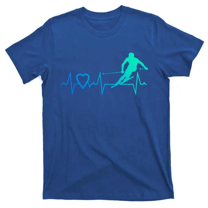 I Love Alpine Skiing Heartbeat Alpine Skier Downhill Ski Gift T-Shirt