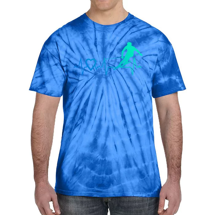 I Love Alpine Skiing Heartbeat Alpine Skier Downhill Ski Gift Tie-Dye T-Shirt