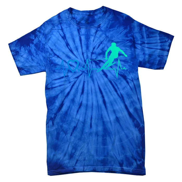 I Love Alpine Skiing Heartbeat Alpine Skier Downhill Ski Gift Tie-Dye T-Shirt