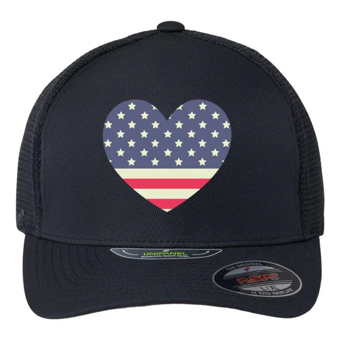 I Love America I Love Usa Heart Cute Gift Flexfit Unipanel Trucker Cap