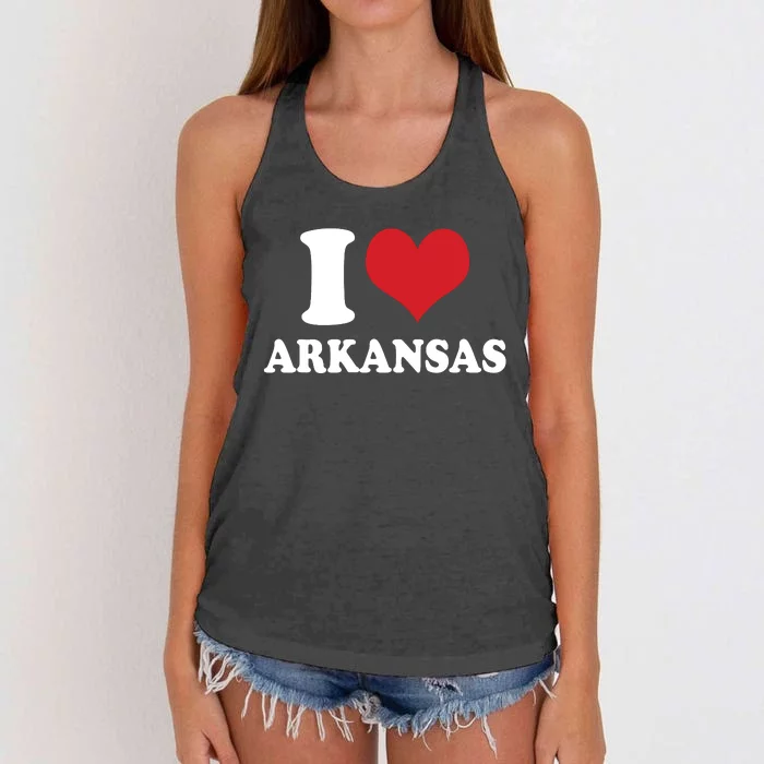 I Love Arkansas Ar American Usa Women's Knotted Racerback Tank