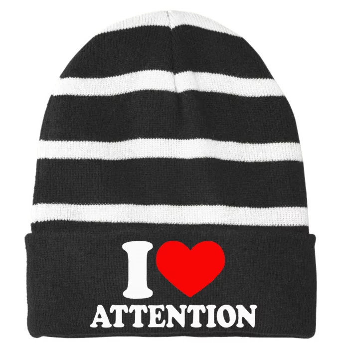 I Love Attention I Heart Attention Baby Striped Beanie with Solid Band