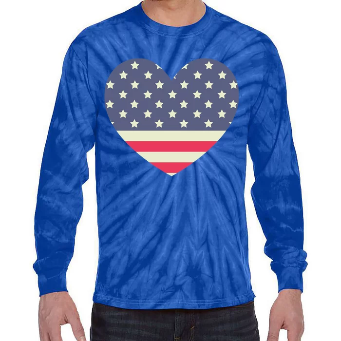 I Love America I Love Usa Heart Gift Tie-Dye Long Sleeve Shirt