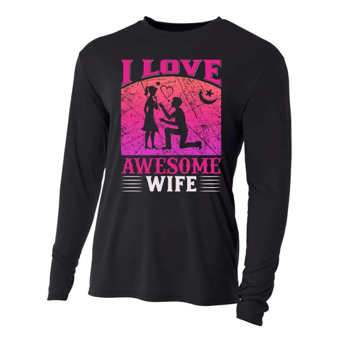 I Love Awesome Wife Cooling Performance Long Sleeve Crew