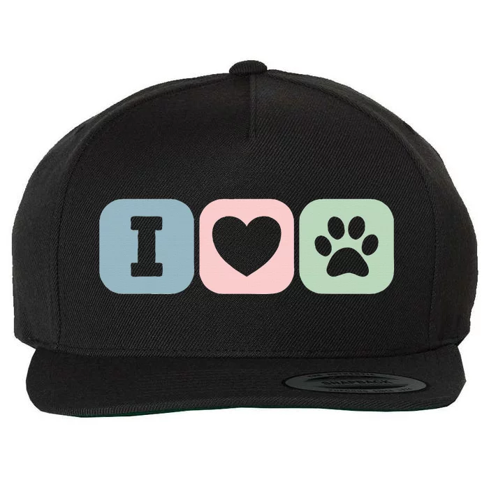 I Love Animals Dog Cat Rescue Owner Gift Wool Snapback Cap