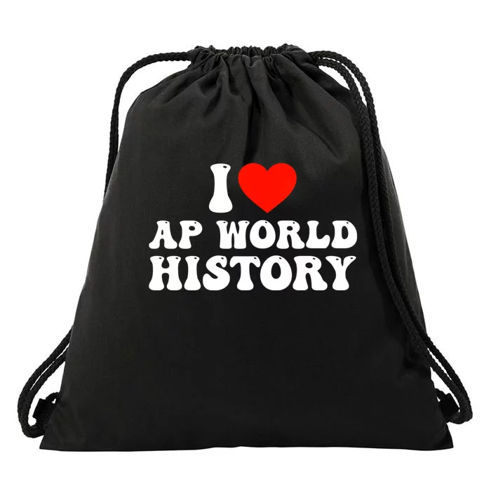 I Love AP World History Drawstring Bag