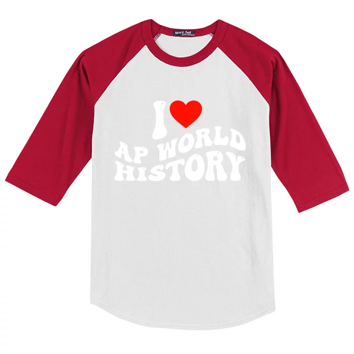 I Love AP World History Kids Colorblock Raglan Jersey