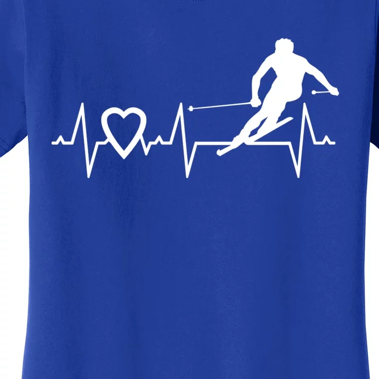 I Love Alpine Skiing Heartbeat Alpine Skier Downhill Ski Gift Women's T-Shirt