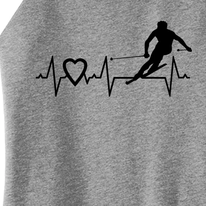 I Love Alpine Skiing Heartbeat Alpine Skier Downhill Ski Gift Women’s Perfect Tri Rocker Tank