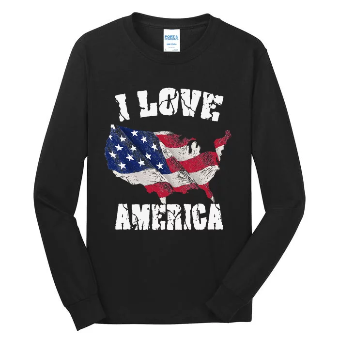 I Love America USA 4th of July Gift Tall Long Sleeve T-Shirt