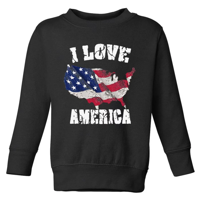 I Love America USA 4th of July Gift Toddler Sweatshirt