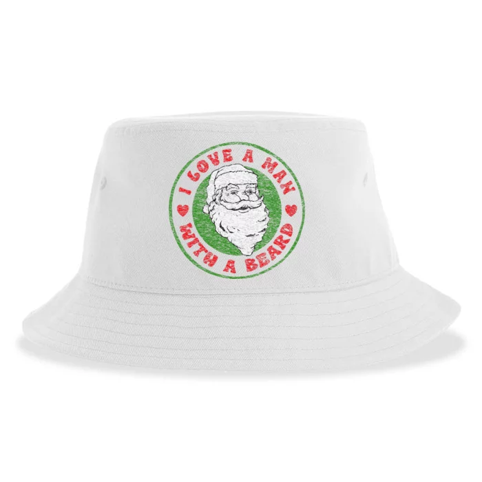 I Love a Man With a Beard Funny Christmas Santa Joke Sustainable Bucket Hat