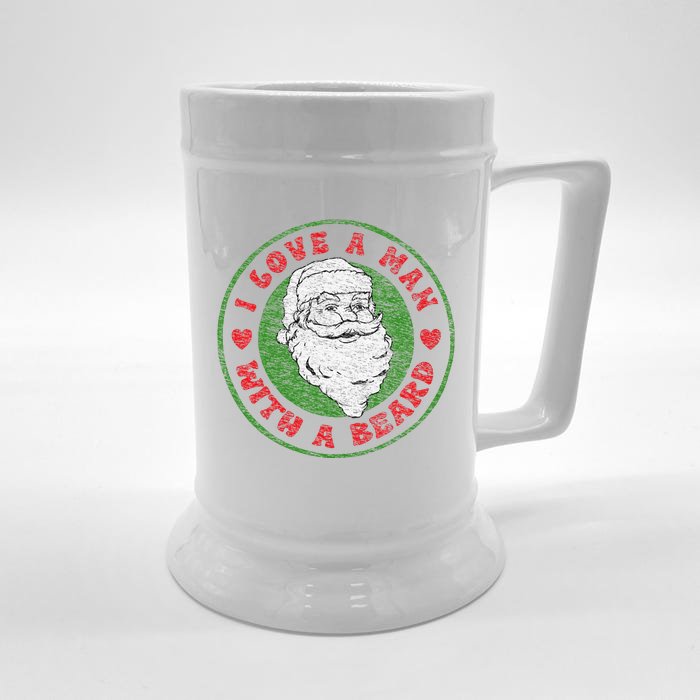 I Love a Man With a Beard Funny Christmas Santa Joke Front & Back Beer Stein