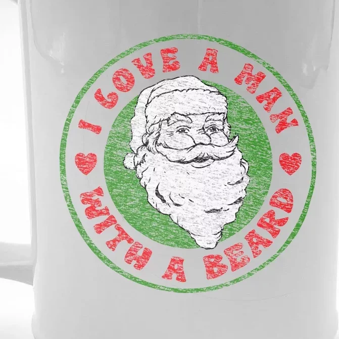 I Love a Man With a Beard Funny Christmas Santa Joke Front & Back Beer Stein