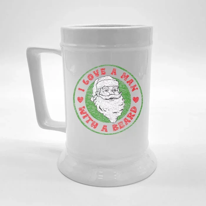 I Love a Man With a Beard Funny Christmas Santa Joke Front & Back Beer Stein