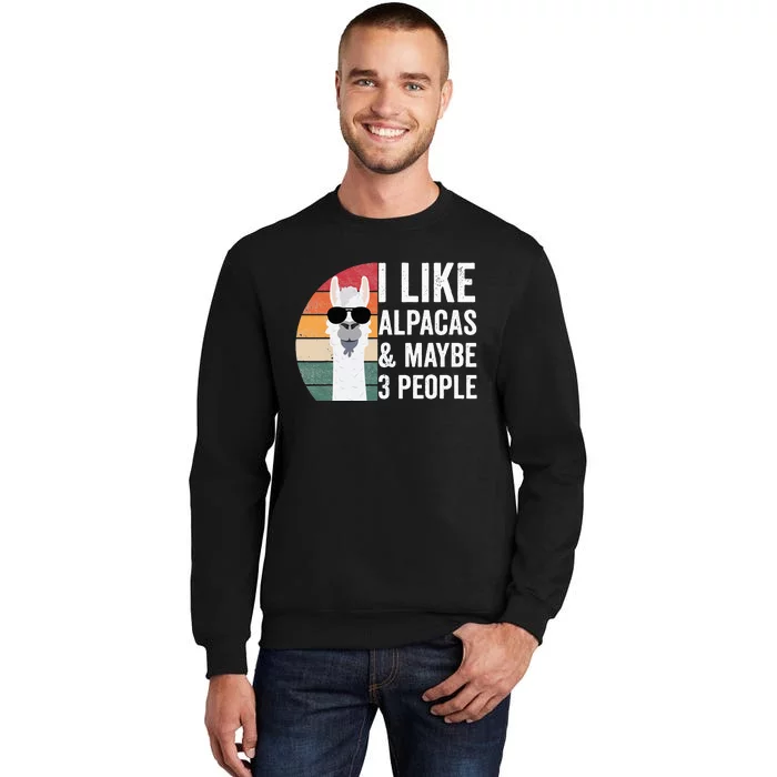 I Like Alpacas And Maybe 3 People Apparel Llama Lovers Tall Sweatshirt