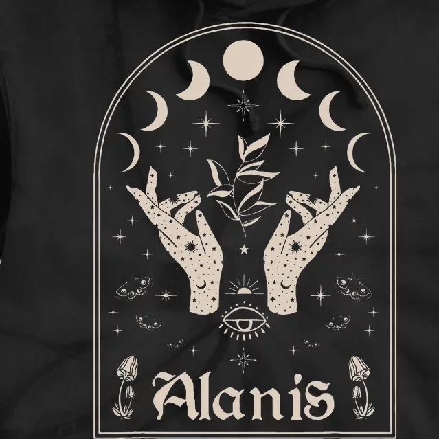 I Love Alanis Personalized Retro Moon First Name Tie Dye Hoodie