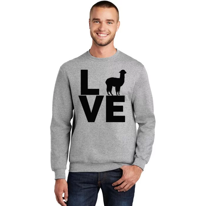 I Love Alpacas Vintage Look Alpaca Black Silhouette Tall Sweatshirt