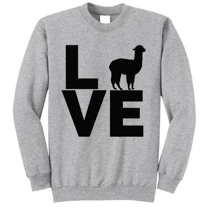 I Love Alpacas Vintage Look Alpaca Black Silhouette Tall Sweatshirt