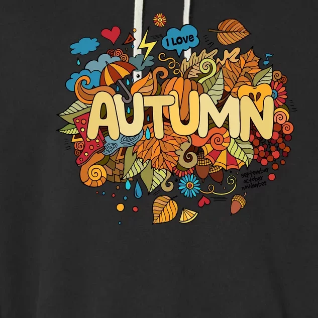 I Love Autumn Cute Gift Garment-Dyed Fleece Hoodie