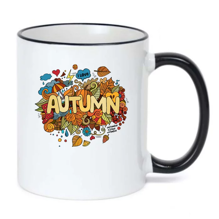 I Love Autumn Cute Gift Black Color Changing Mug