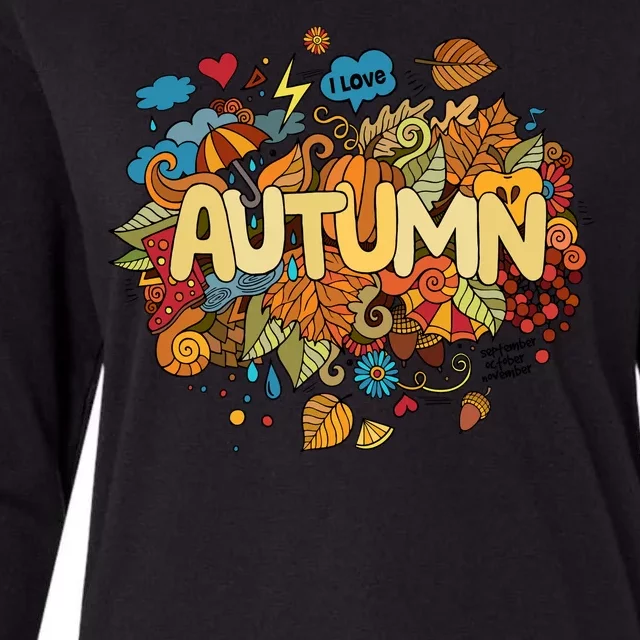 I Love Autumn Cute Gift Womens Cotton Relaxed Long Sleeve T-Shirt