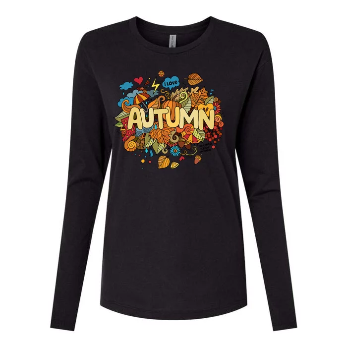 I Love Autumn Cute Gift Womens Cotton Relaxed Long Sleeve T-Shirt