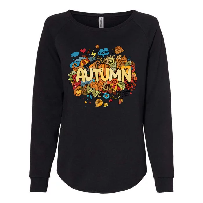 I Love Autumn Cute Gift Womens California Wash Sweatshirt