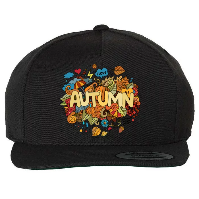 I Love Autumn Cute Gift Wool Snapback Cap