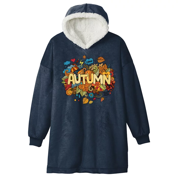 I Love Autumn Cute Gift Hooded Wearable Blanket