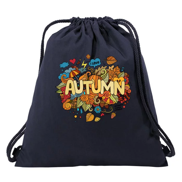 I Love Autumn Cute Gift Drawstring Bag