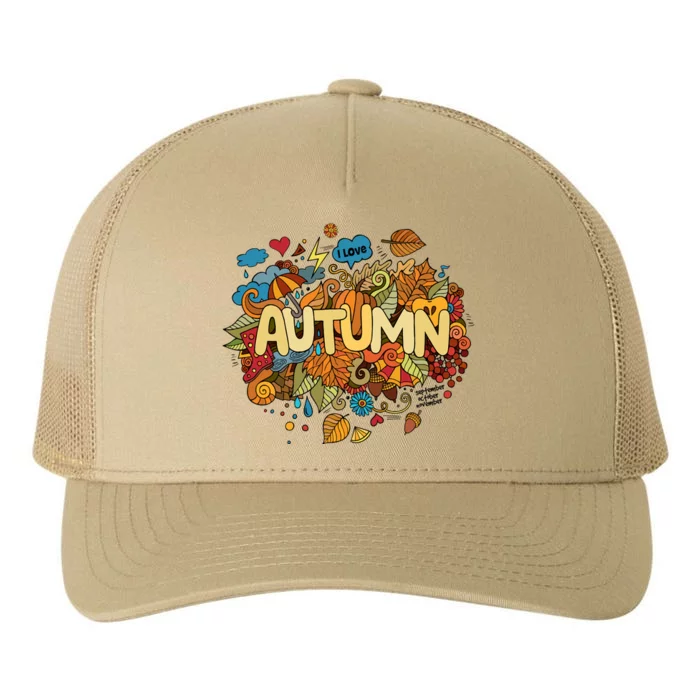 I Love Autumn Cute Gift Yupoong Adult 5-Panel Trucker Hat