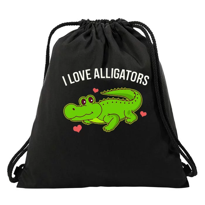 I Love Alligators Cute Alligator Drawstring Bag