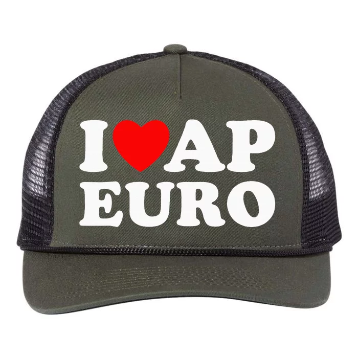 I Love Ap Euro I Heart Ap Euro Ap European History Retro Rope Trucker Hat Cap