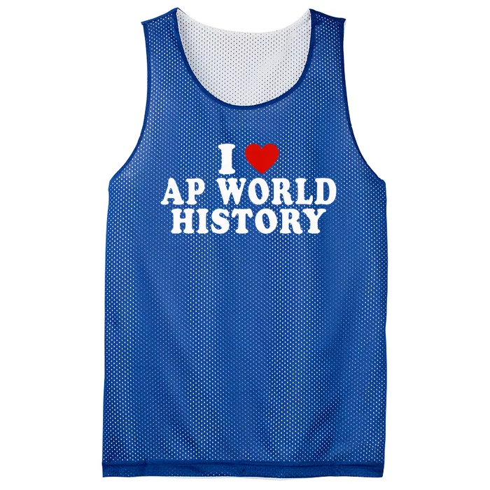 I Love Ap World History Red Heart Mesh Reversible Basketball Jersey Tank