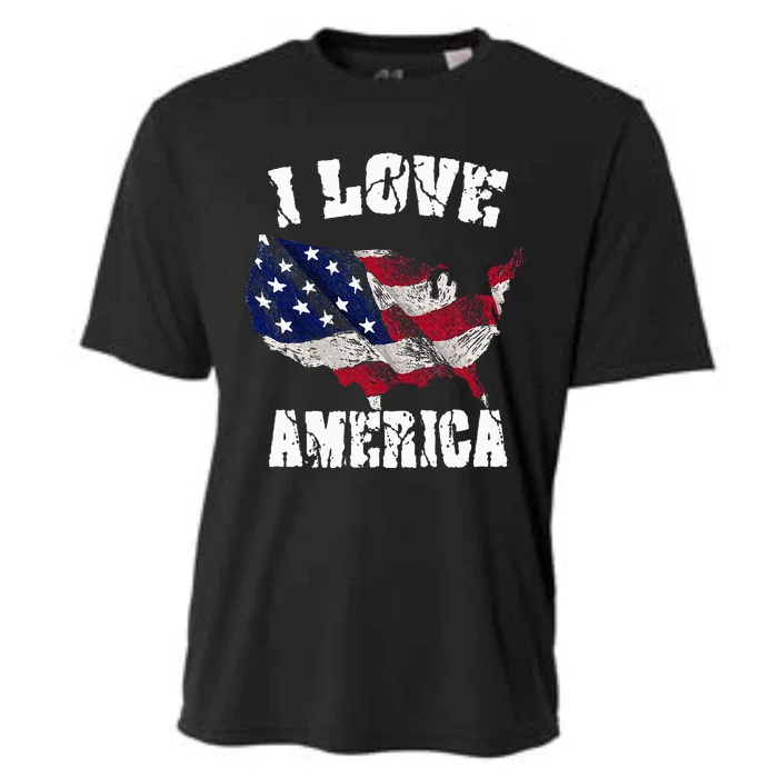 I Love America Usa 4th Of July Cooling Performance Crew T-Shirt