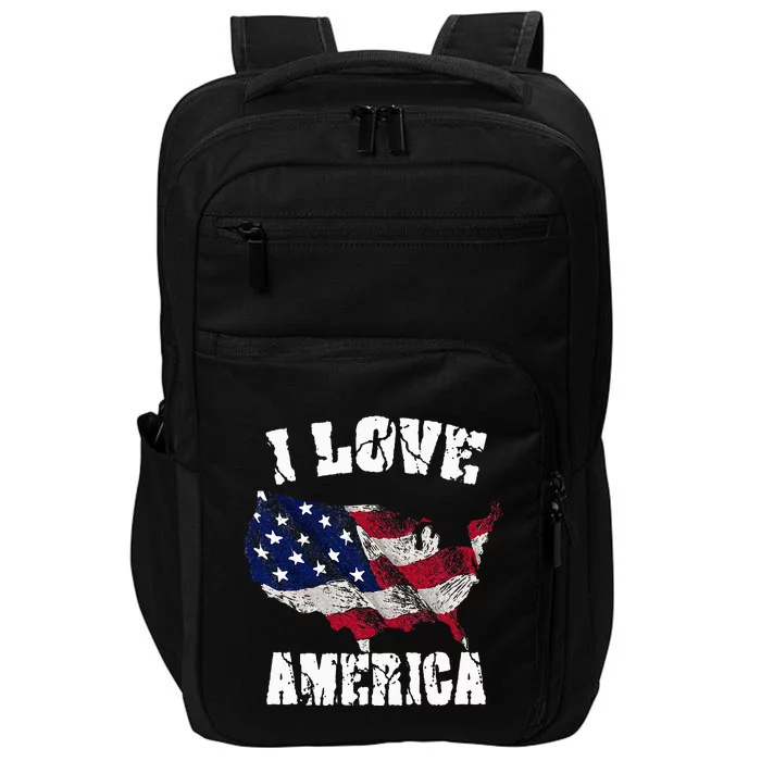 I Love America Usa 4th Of July Impact Tech Backpack