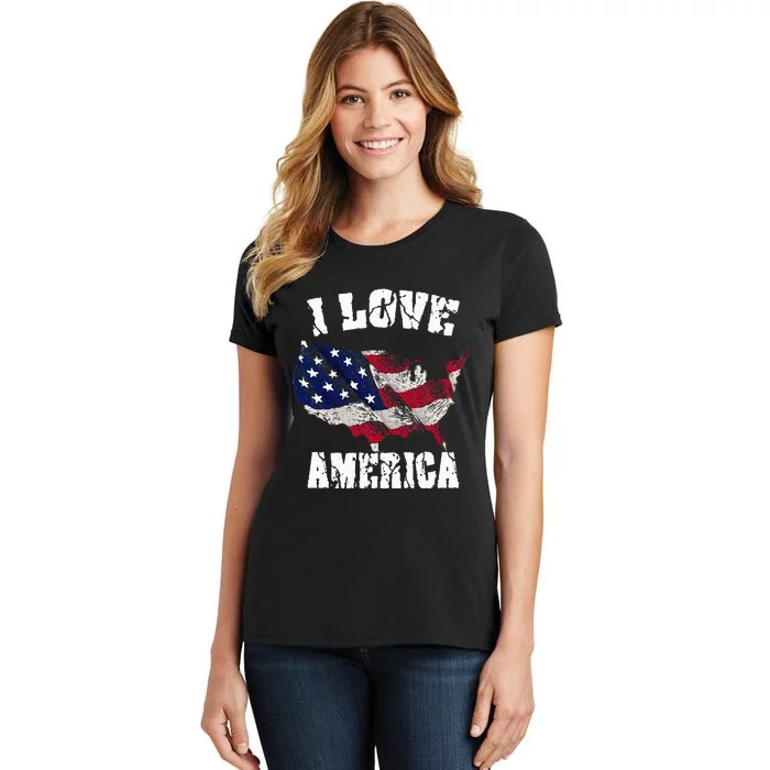 I Love America Usa 4th Of July Women's T-Shirt