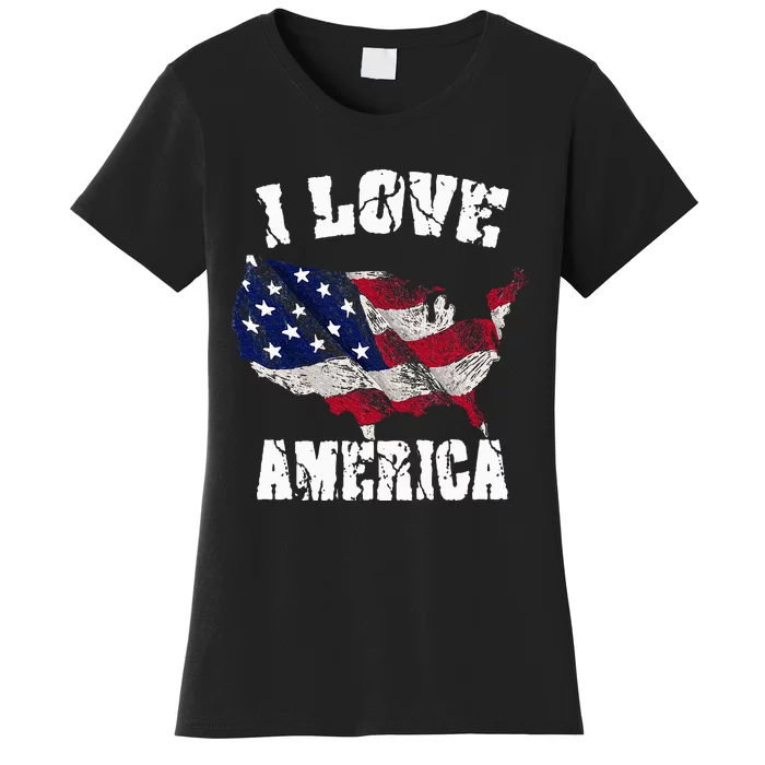 I Love America Usa 4th Of July Women's T-Shirt