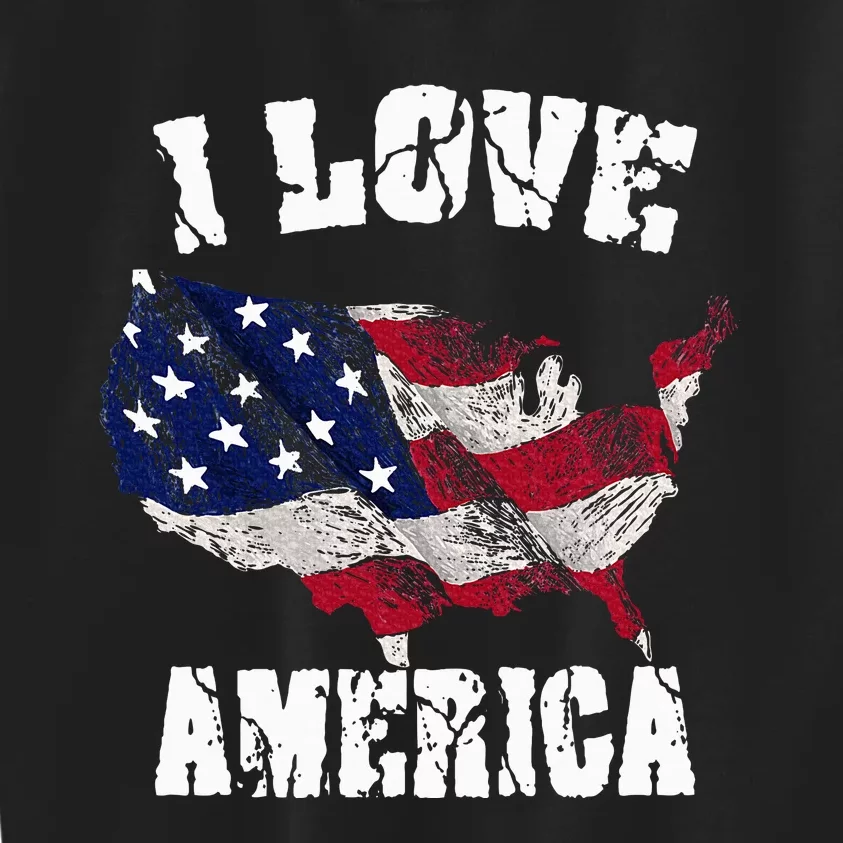 I Love America Usa 4th Of July Kids Sweatshirt