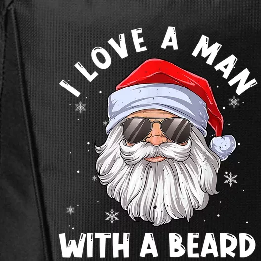 I Love A With A Beard Santa Claus Christmas Pajamas Gift City Backpack