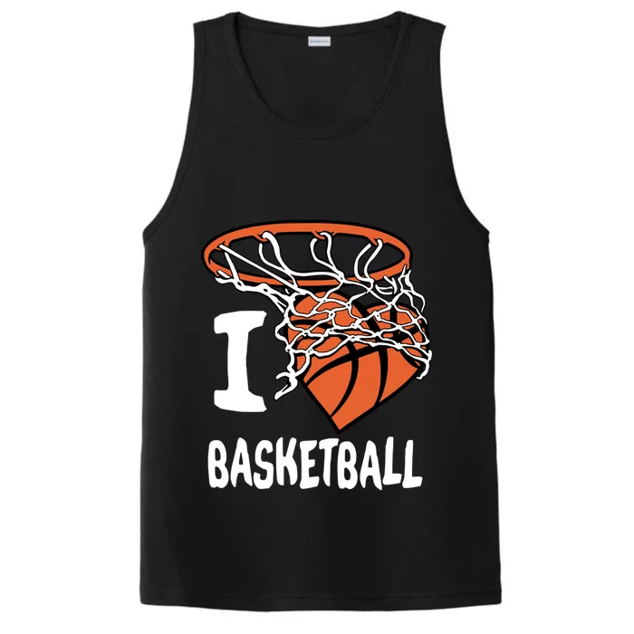 I Love Basketball Cool Gift And Basketball Hoop Gift Performance Tank