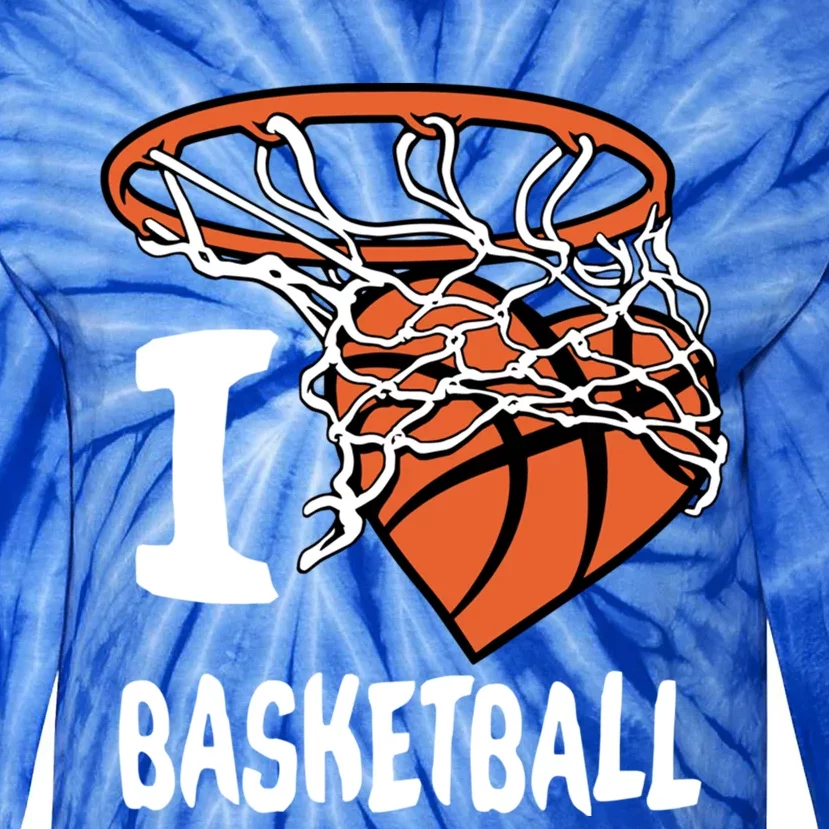 I Love Basketball Cool Gift And Basketball Hoop Gift Tie-Dye Long Sleeve Shirt