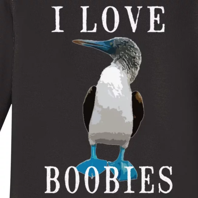 I Love Boobies Blue Footed Boobie Bird Baby Long Sleeve Bodysuit